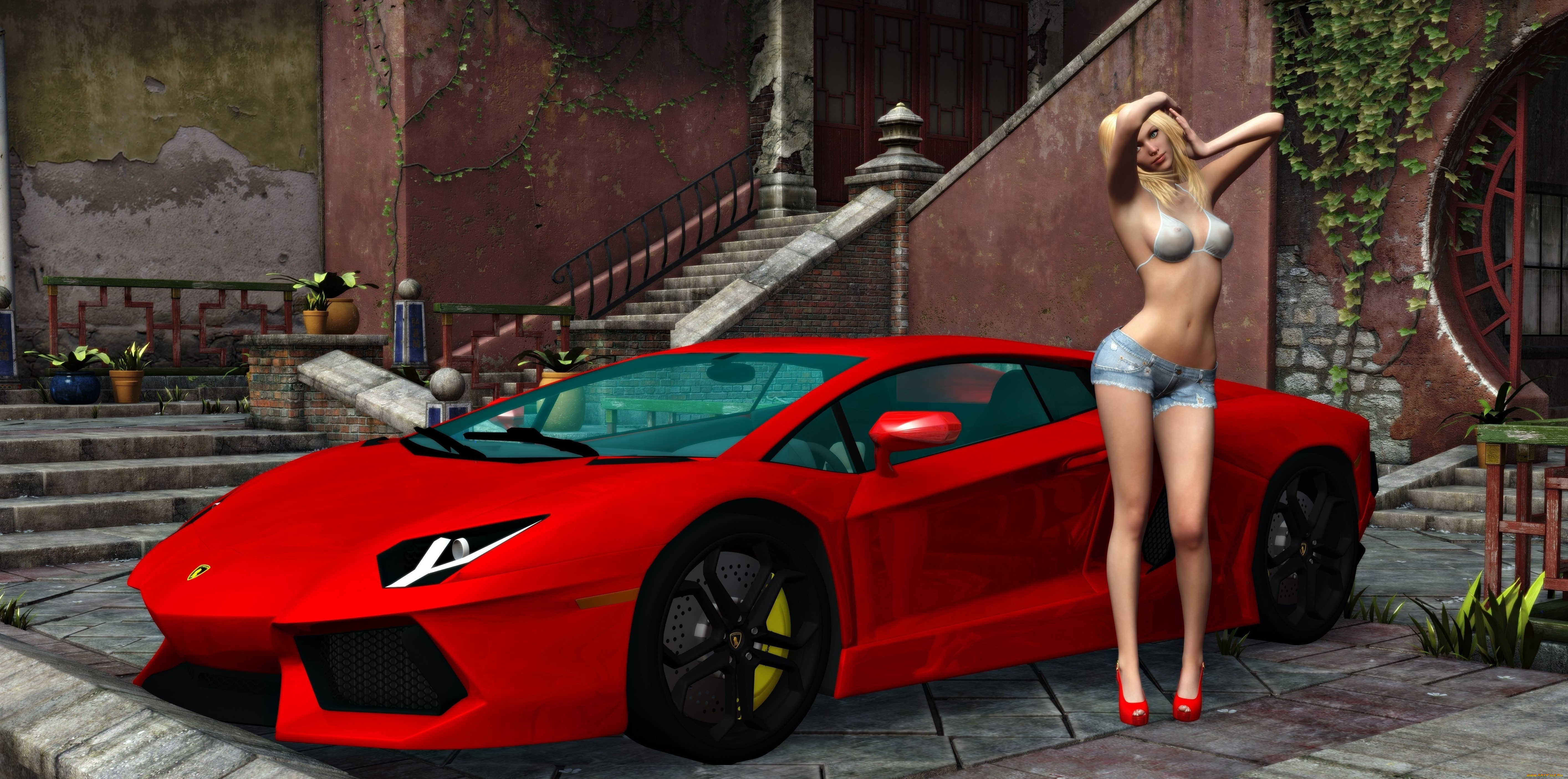 , 3d car&girl, , , 